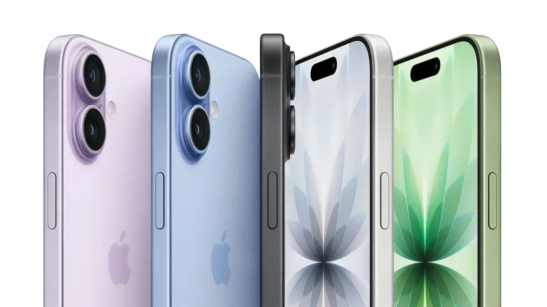 Vier iPhones in verschiedenen Farben